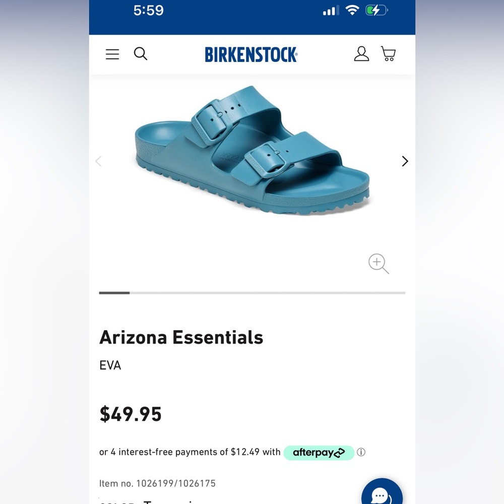 Birkenstock Arizona EVA, turquoise , great condition, size 38, size 8